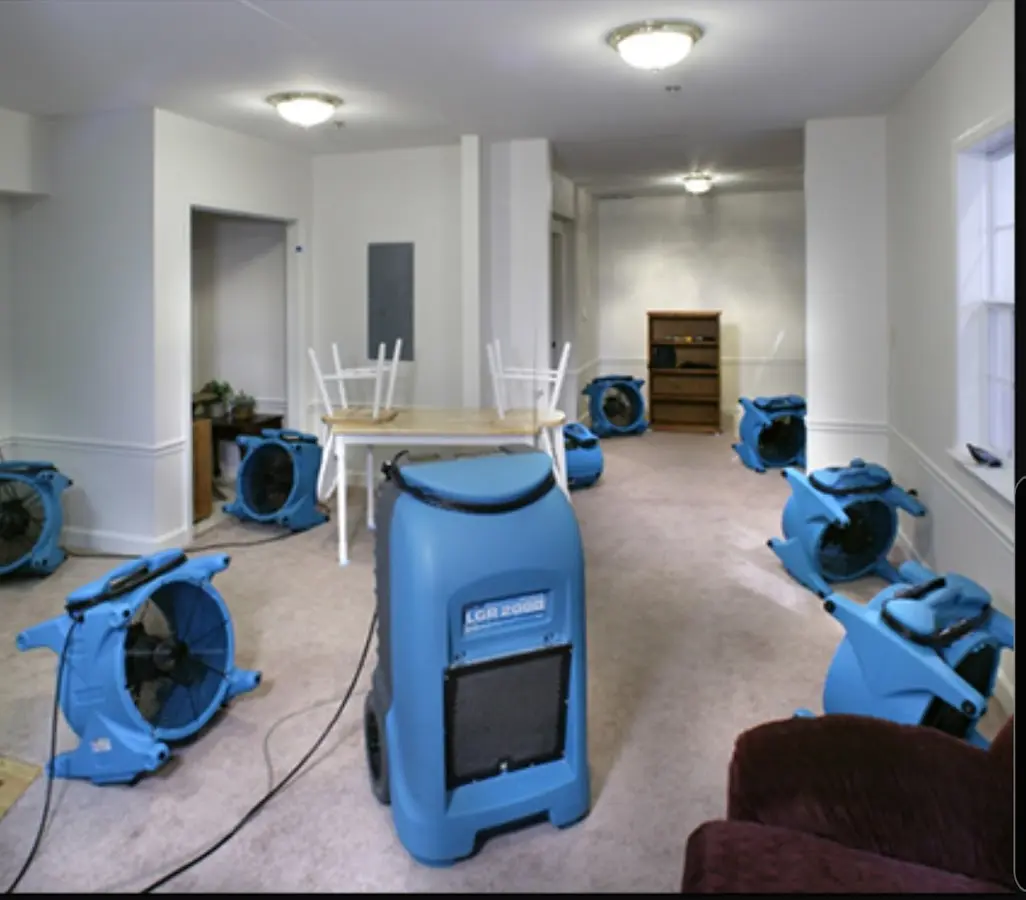 Air movers and dehumidifier setup for Water Damage Restoration in New Port Richey